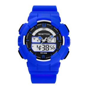 United Colors of Benetton Digital Watch for Unisex with Black Round Dial & Blue Silicone Strap Band Water Resistant Unisex Wrist Watches - UWUCG0600